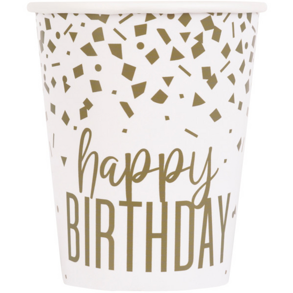 Confetti Gold Birthday 9oz Paper Cups (8 pack)