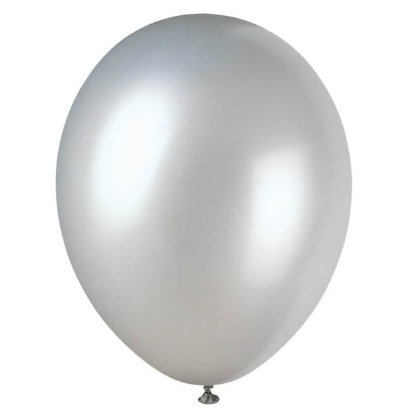 12" Premium Pearlized Balloons - Shimmer Silver (8 Pack)