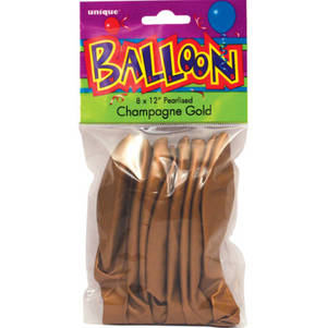 12" Premium Pearlized Balloons - Gold Champagne (8 Pack)