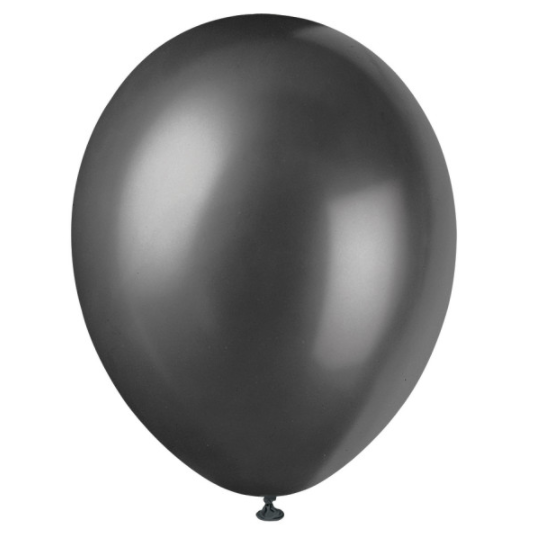 12" Premium Pearlized Balloons - Ink Black (8 Pack)