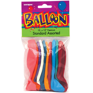 12" Premium Latex Balloons - Assorted Primary (10 Pack)