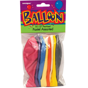 12" Premium Latex Balloons - Assorted Pastel (10 Pack)