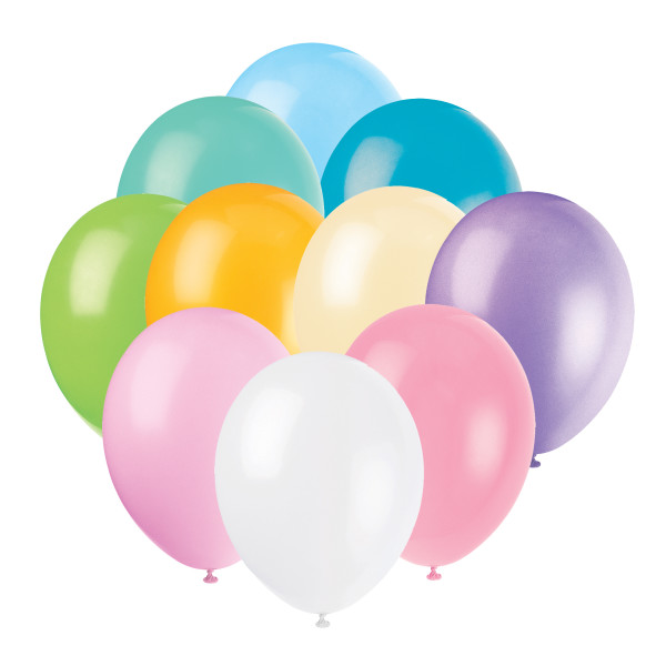 12" Premium Latex Balloons - Assorted Pastel (10 Pack)