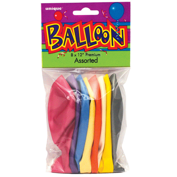 12" Premium Pearlized Balloons - Assorted (8 Pack)