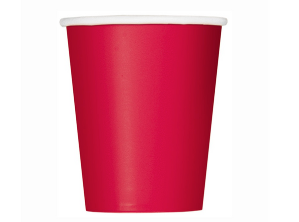 Ruby Red Solid 9oz Paper Cups (14 Pack)