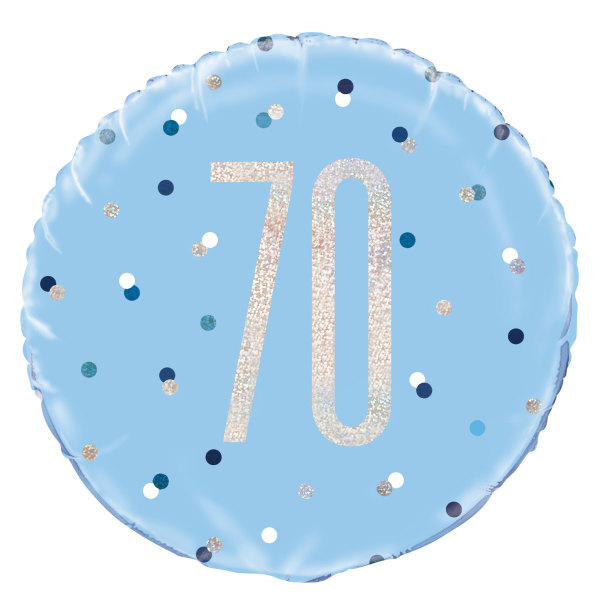 Glitz Blue & Silver Round Foil Balloon Packaged 70 (18")