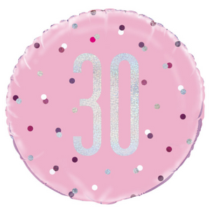 Glitz Pink & Silver Round Foil Balloon Packaged 30 - ( 18")