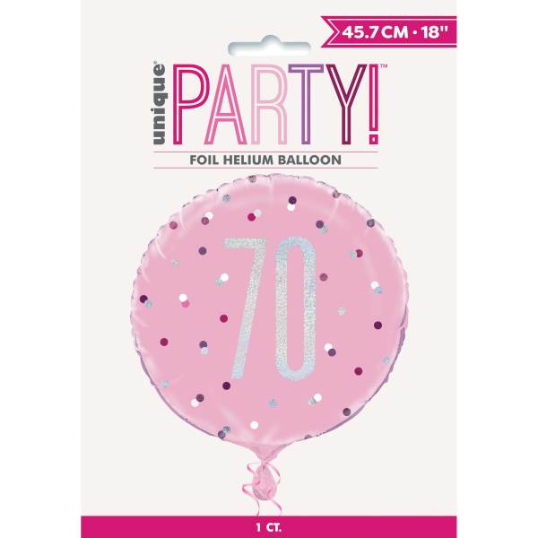 Glitz Pink & Silver Round Foil Balloon Packaged 70 (18")