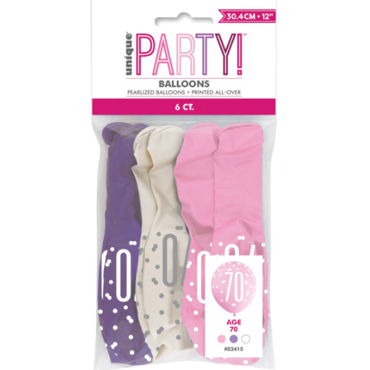 12" Glitz Petal Pink Spring Lavender & White Latex Balloons 70 (6 Pack)