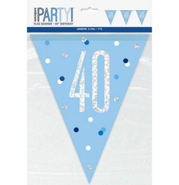 Glitz Blue & Silver Prismatic Plastic Flag Banner 40 (9ft)