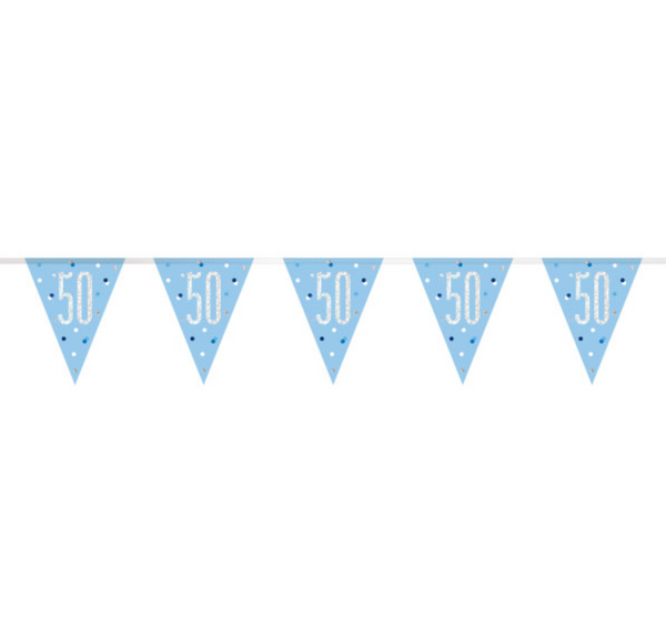 Glitz Blue & Silver Prismatic Plastic Flag Banner 50 (9ft)