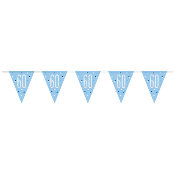 1 Glitz Blue & Silver Prismatic Plastic Flag Banner 60 (9ft)