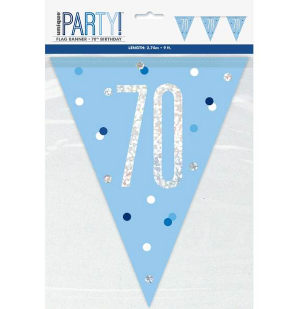Glitz Blue & Silver Prismatic Plastic Flag Banner 70 (9ft)