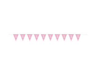 Glitz Pink & Silver Prismatic Plastic Flag Banner 16 (9ft)
