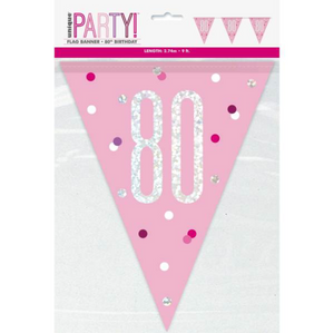 Glitz Pink & Silver Prismatic Plastic Flag Banner 80 (9ft)