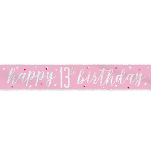 Birthday Pink Glitz Number 13 Prism Banner (9 ft)