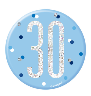 1 Glitz Blue & Silver Birthday Badge 30