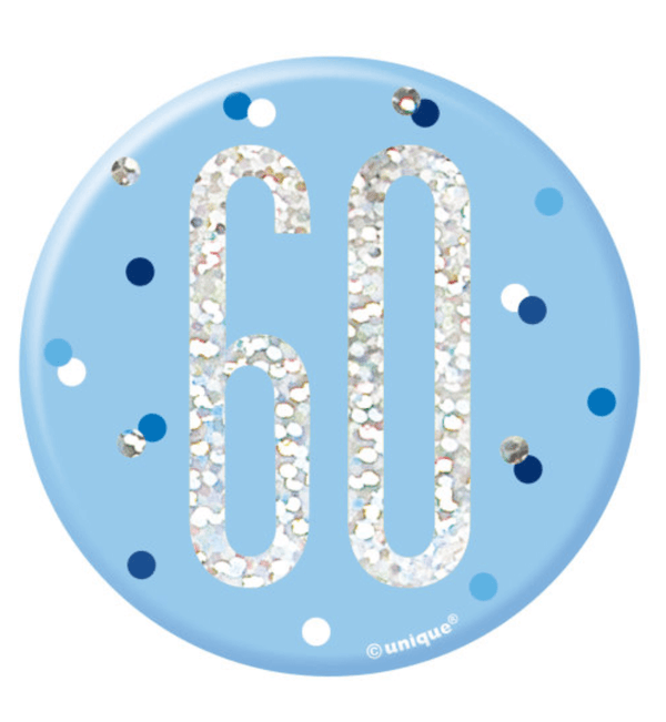 1 Glitz Blue & Silver Birthday Badge 60