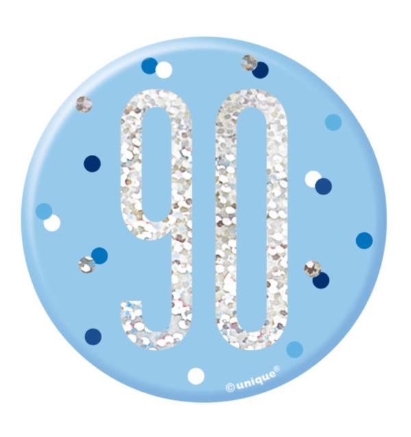 1 Glitz Blue & Silver Birthday Badge 90