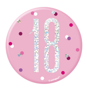 Birthday Pink Glitz Number 18 Badge