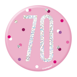 1 Glitz Pink & Silver Birthday Badge 70