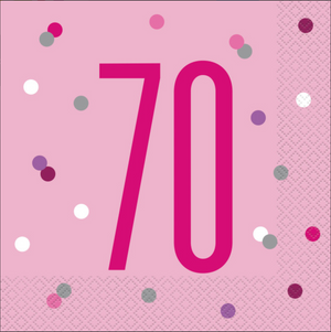 Glitz Pink & Silver 70 Luncheon Napkins (16 Pack)