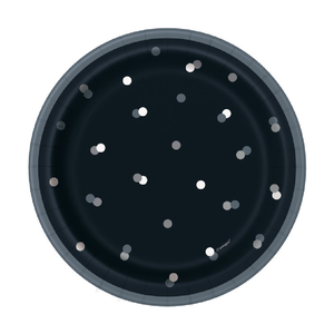 Glitz Black and Silver 7" Plates (8 Pack)