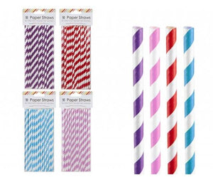 PAPER STRAWS in 4 ASSORTED COLOURS (50 PACK)