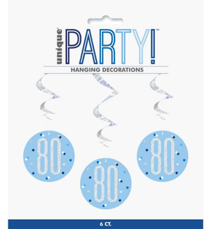 80 Glitz Blue & Silver Hanging Swirls 32"L (6 Pack)
