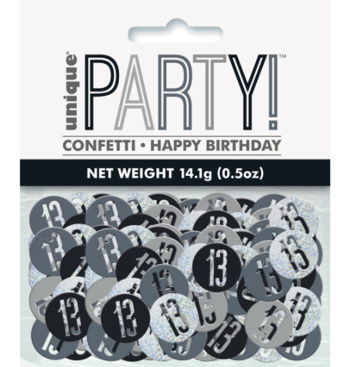 Birthday Black & Silver Glitz Number 13 Confetti (.5oz)