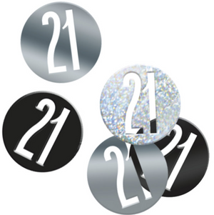 Birthday Black Glitz Number 21 Confetti (0.5 oz)