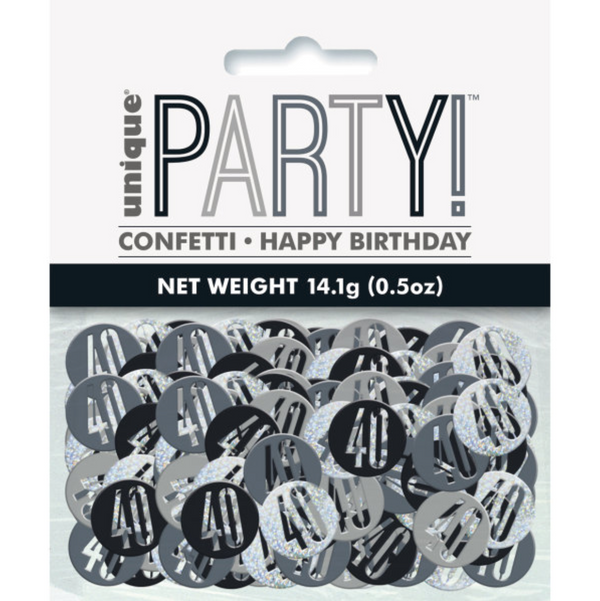 Birthday Black & Silver Glitz Number 40 Confetti (0.5 oz)
