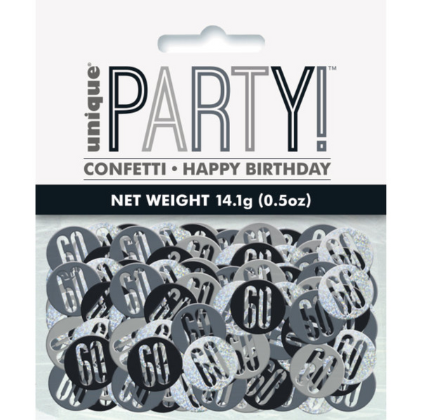 Birthday Black & Silver Glitz Number 60 Confetti (0.5 oz)