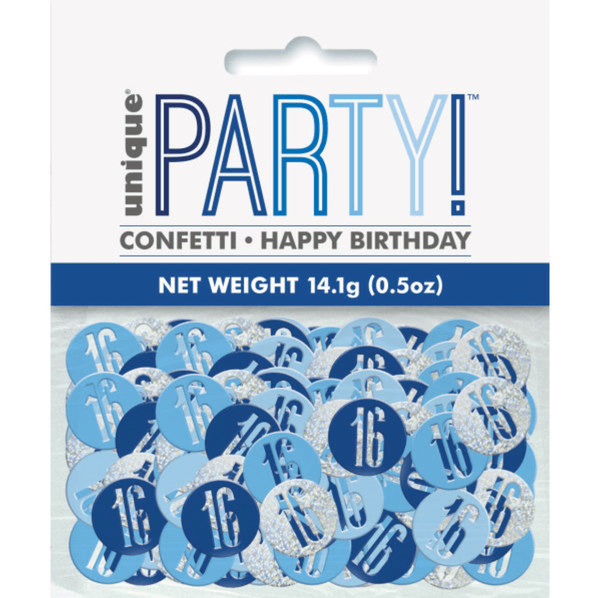 Birthday Blue Glitz Number 16 Confetti (0.5 oz)