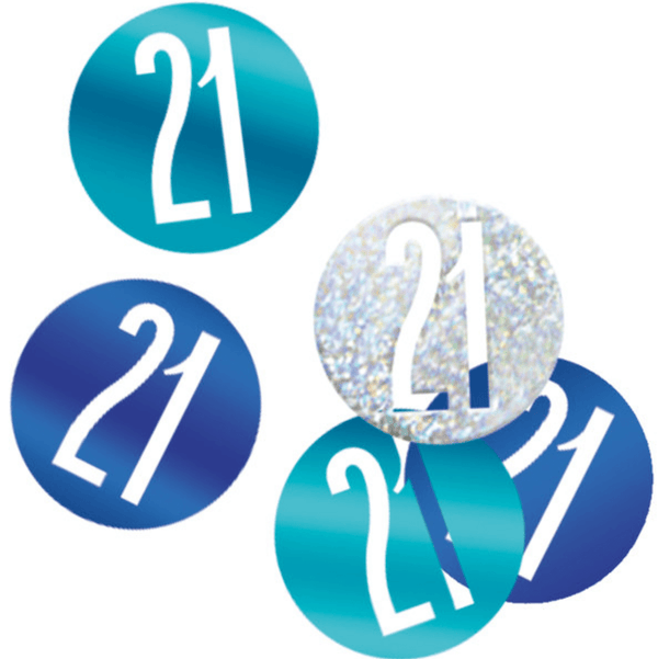 Birthday Blue Glitz Number 21 Confetti (0.5 oz)