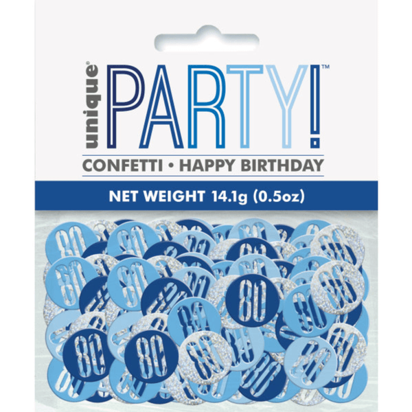 Birthday Blue Glitz Number 80 Confetti (0.5 oz)