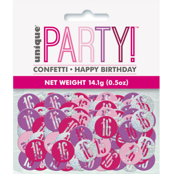 Birthday Pink Glitz Number 16 Confetti (0.5 oz)