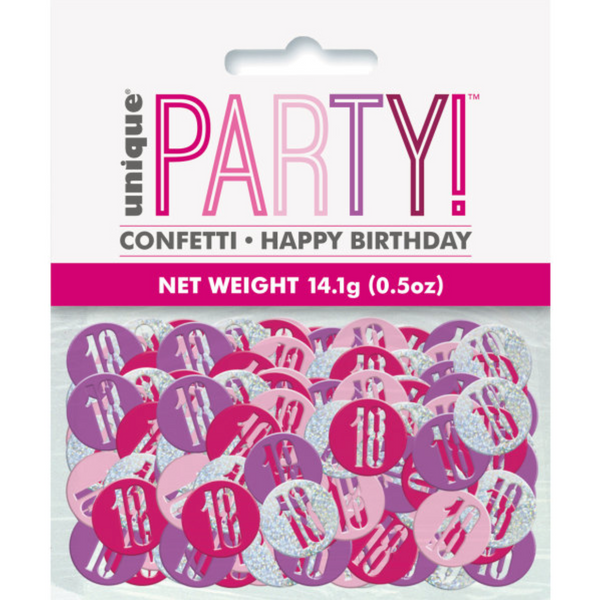 Birthday Pink Glitz Number 18 Confetti (0.5 oz)