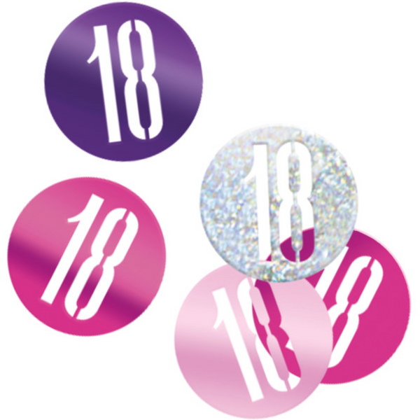 Birthday Pink Glitz Number 18 Confetti (0.5 oz)