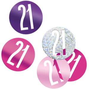 Birthday Pink Glitz Number 21 Confetti (0.5 oz)
