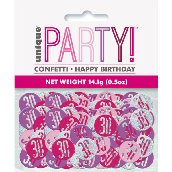 Birthday Pink Glitz Number 30 Confetti (0.5 oz)