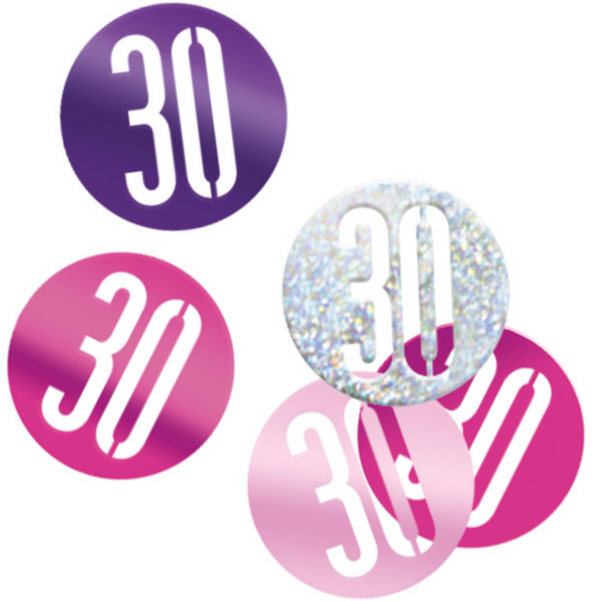 Birthday Pink Glitz Number 30 Confetti (0.5 oz)