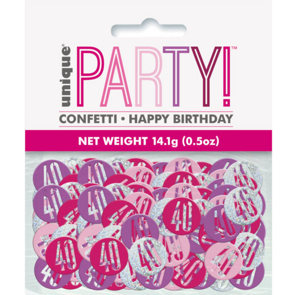 Birthday Pink Glitz Number 40 Confetti (0.5 oz)
