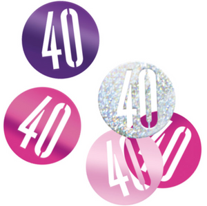 Birthday Pink Glitz Number 40 Confetti (0.5 oz)