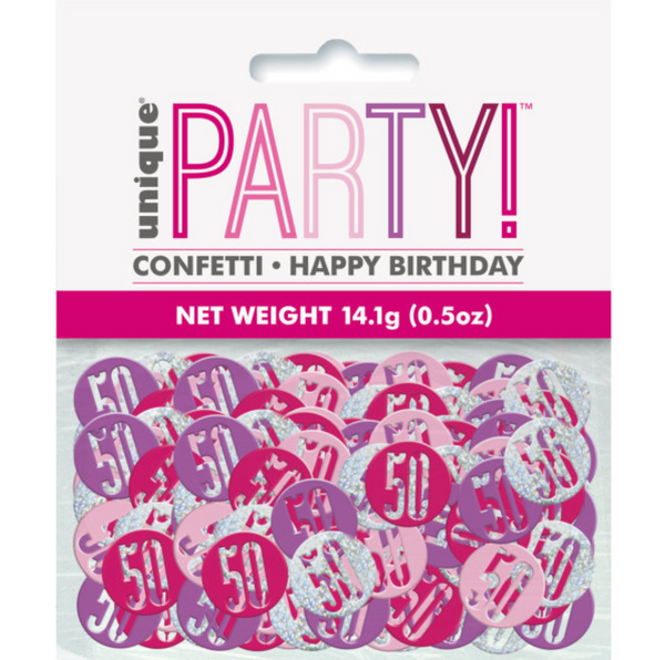Birthday Pink Glitz Number 50 Confetti (0.5 oz)
