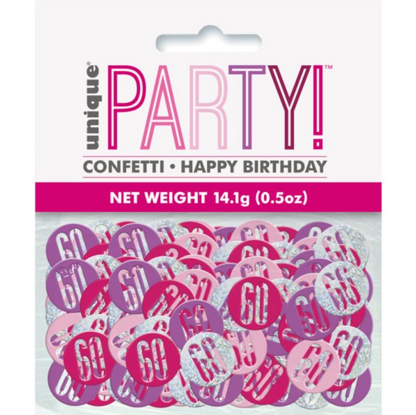 Birthday Pink Glitz Number 60 Confetti (0.5 oz)