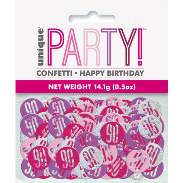 Birthday Pink Glitz Number 90 Confetti (0.5 oz)