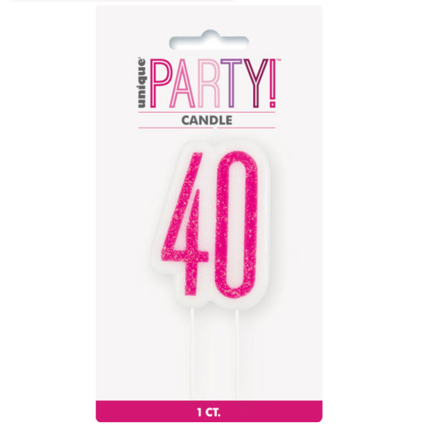 Glitz Pink Numeral Birthday Candle 40