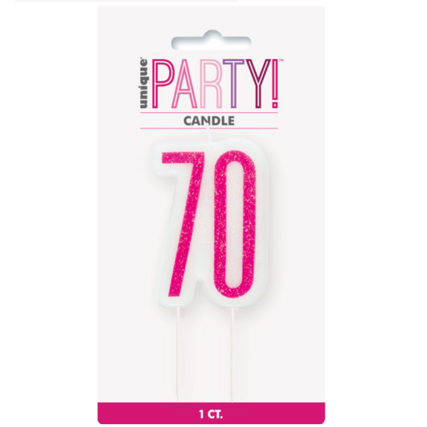 Glitz Pink Numeral Birthday Candle 70