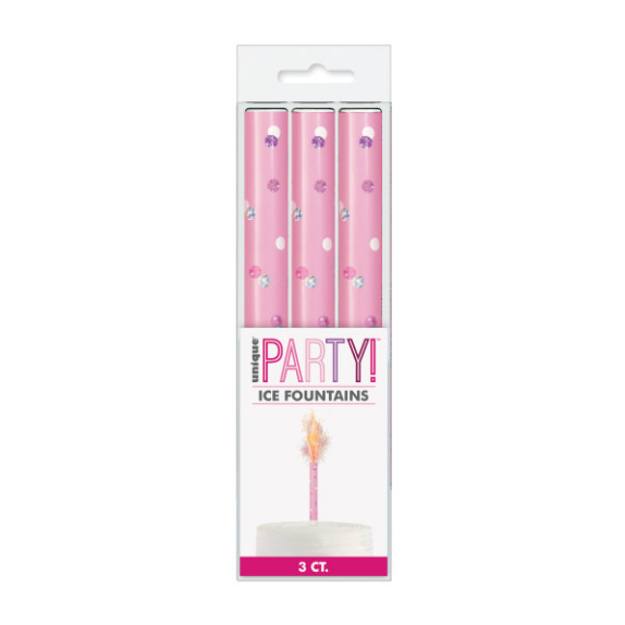 Birthday Pink Glitz Ice Fountains (3 Pack)